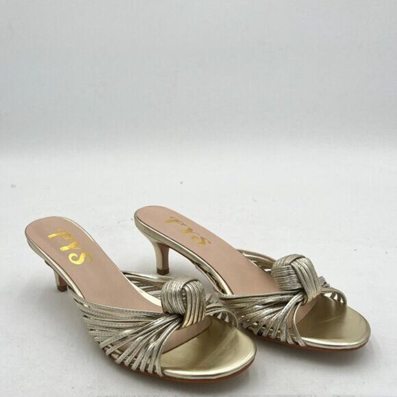 FYS Women Slip on Low Kitten Heel Mules Open Toe Dress Slide Sandals Party Prom - Picture 2 of 8